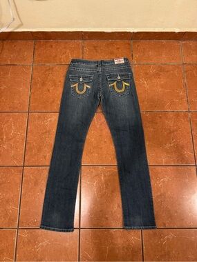 True Religion Dark Wash Jeans with Gold Sequin Pocket